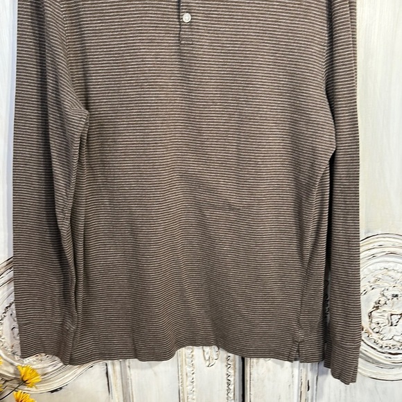 Jos. A. Bank Reserved Men's Soft Brown Striped Long Sleeve Polo Shirt - Picture 4 of 8